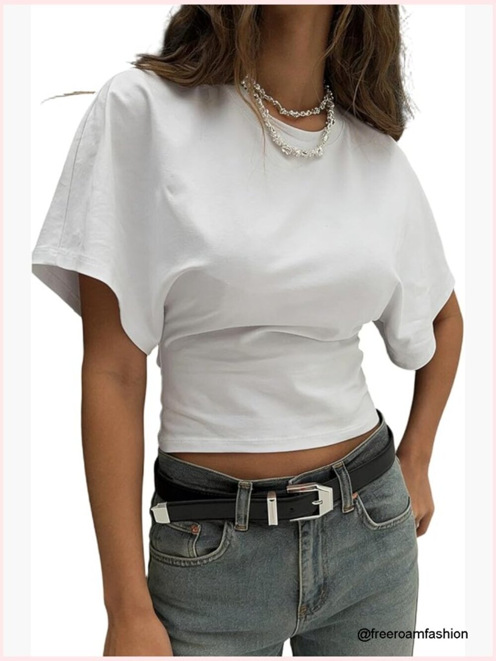 Y2K Cropped T-Shirt Cinched Waist Fitted Short Sleeve Going Out Top
